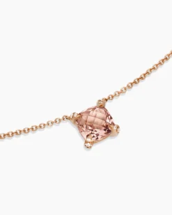 Petite Chatelaine® Pendant Necklace 18K Rose Gold with Morganite and Diamonds, 7mm
