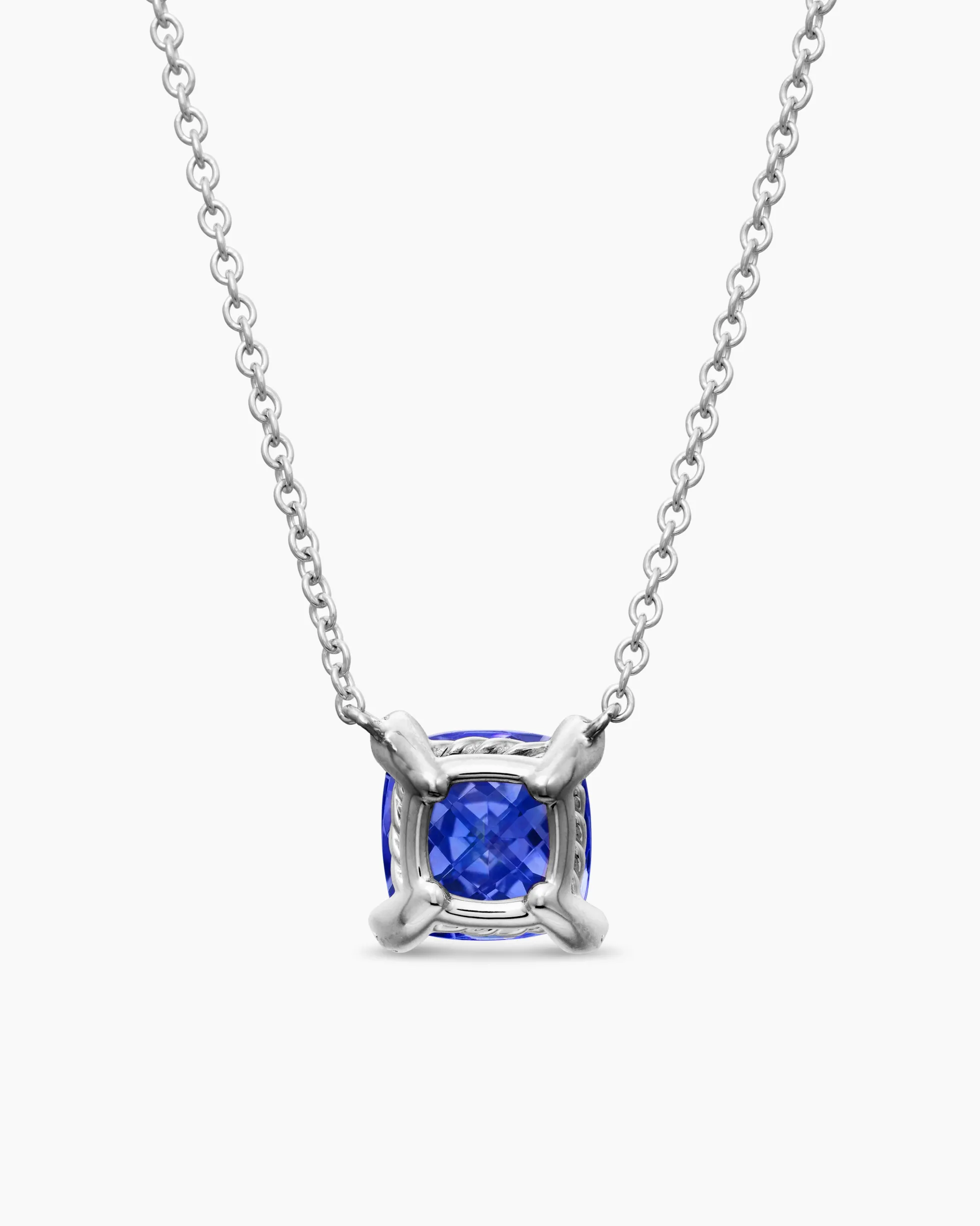 Petite Chatelaine® Pendant Necklace 18K White Gold with Tanzanite and Diamonds, 7mm
