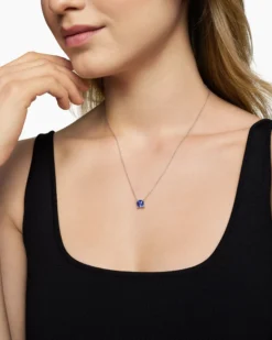 Petite Chatelaine® Pendant Necklace 18K White Gold with Tanzanite and Diamonds, 7mm