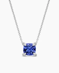 Petite Chatelaine® Pendant Necklace 18K White Gold with Tanzanite and Diamonds, 7mm