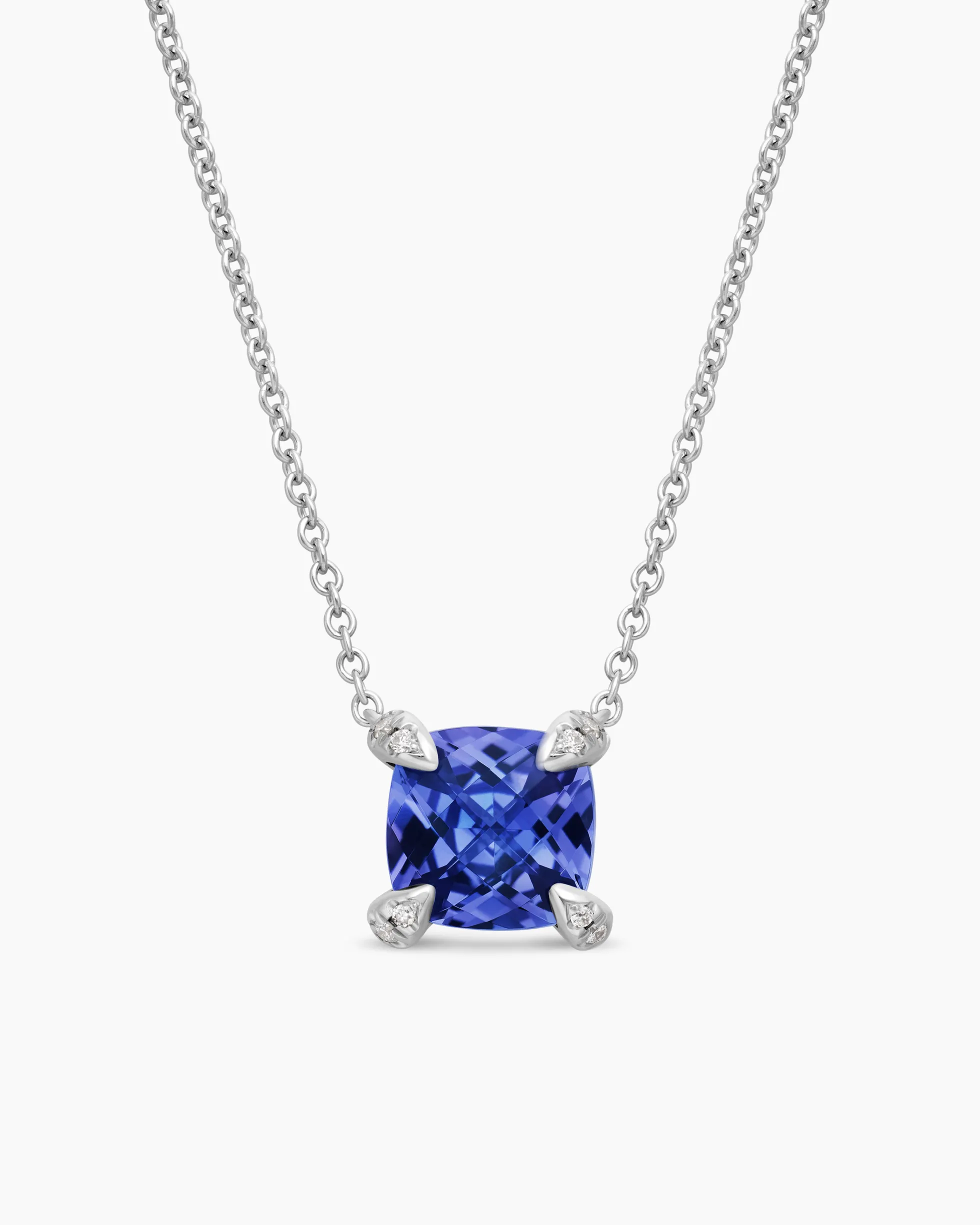 Petite Chatelaine® Pendant Necklace 18K White Gold with Tanzanite and Diamonds, 7mm