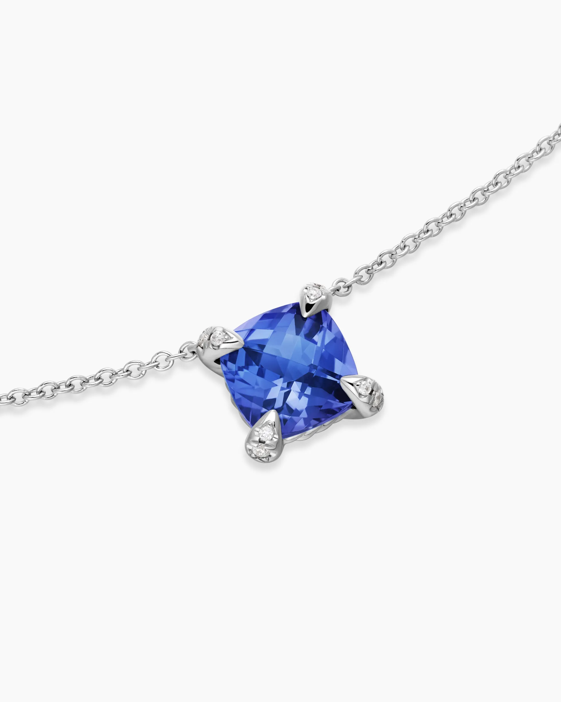 Petite Chatelaine® Pendant Necklace 18K White Gold with Tanzanite and Diamonds, 7mm