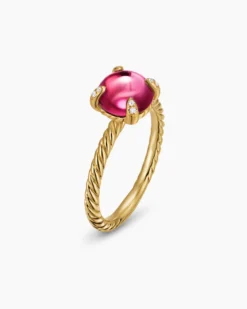 Petite Chatelaine® Ring 18K Yellow Gold with Rhodolite Garnet and Diamonds, 8mm