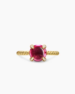 Petite Chatelaine® Ring 18K Yellow Gold with Rhodolite Garnet and Diamonds, 8mm