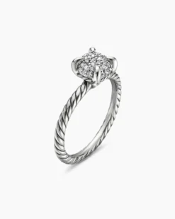 Petite Chatelaine® Ring Sterling Silver with Pavé Diamonds, 7mm