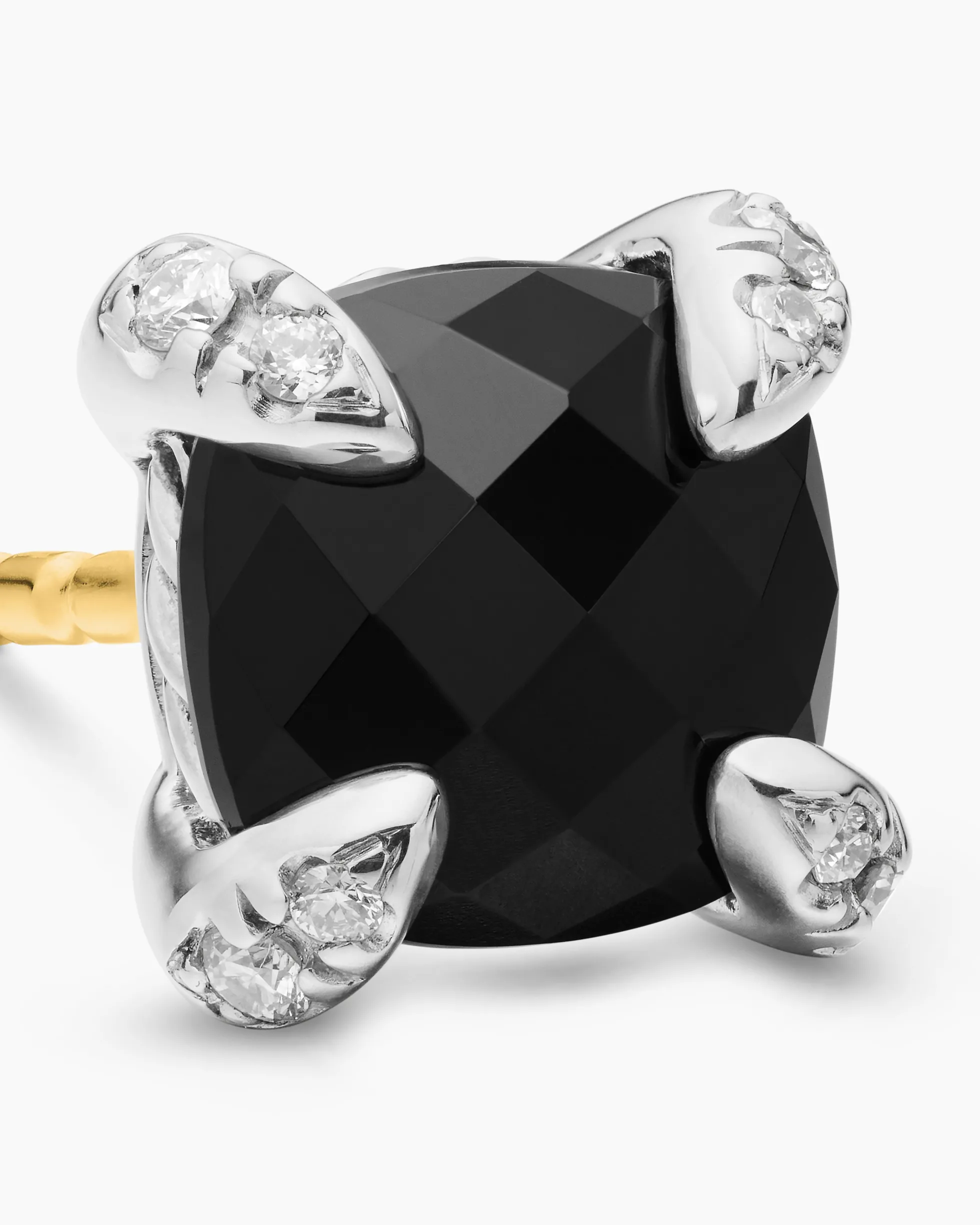 Petite Chatelaine® Stud Earrings Sterling Silver with Black Onyx and Diamonds, 6mm