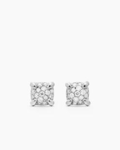Petite Chatelaine® Stud Earrings 18K White Gold with Pavé Diamonds, 5mm