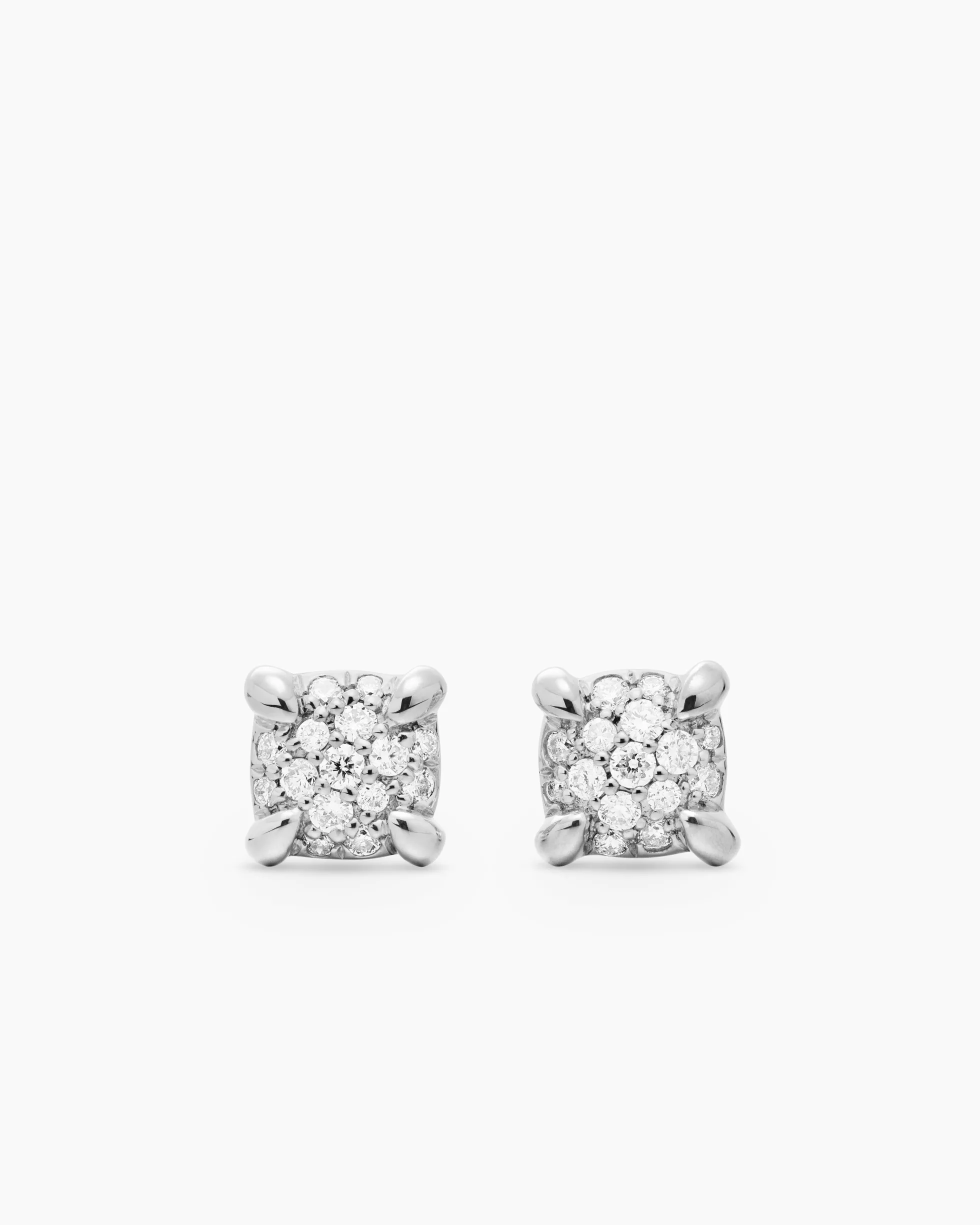 Petite Chatelaine® Stud Earrings 18K White Gold with Pavé Diamonds, 5mm