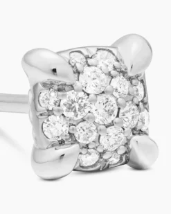 Petite Chatelaine® Stud Earrings 18K White Gold with Pavé Diamonds, 5mm