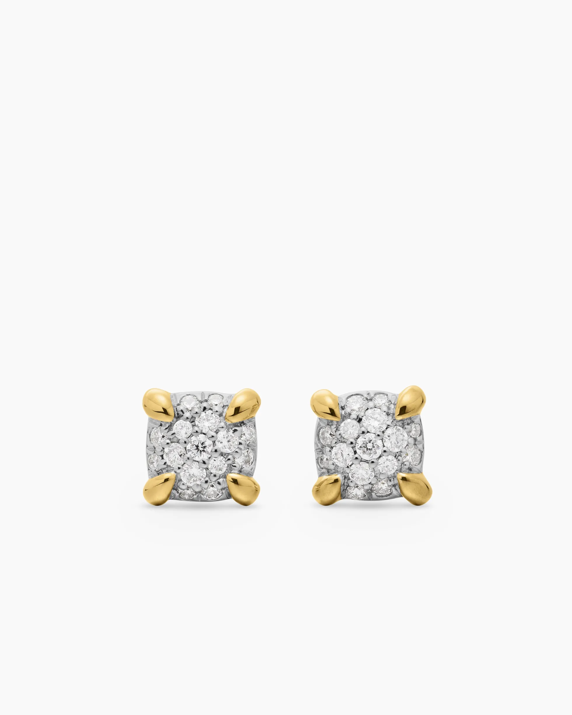 Petite Chatelaine® Stud Earrings 18K Yellow Gold with Pavé Diamonds, 5mm
