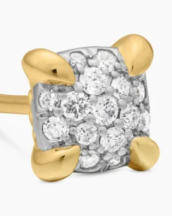 Petite Chatelaine® Stud Earrings 18K Yellow Gold with Pavé Diamonds, 5mm