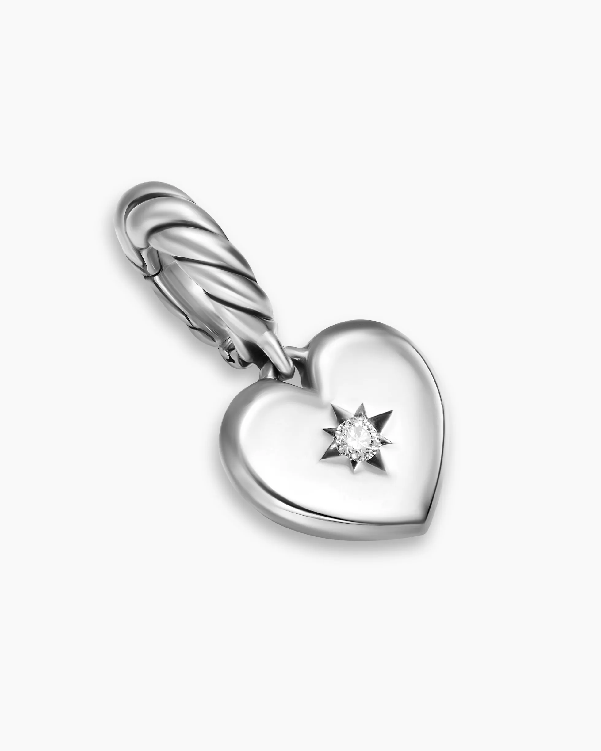 Petite Compass Heart Amulet Sterling Silver with Diamond, 7.4mm