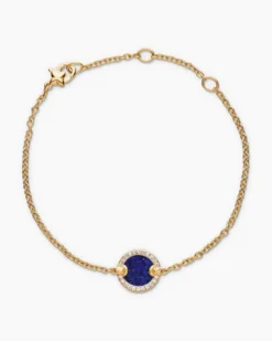 Petite DY Elements® Center Station Chain Bracelet 18K Yellow Gold with Lapis and Diamonds, 11mm