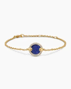 Petite DY Elements® Center Station Chain Bracelet 18K Yellow Gold with Lapis and Diamonds, 11mm