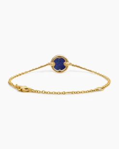 Petite DY Elements® Center Station Chain Bracelet 18K Yellow Gold with Lapis and Diamonds, 11mm