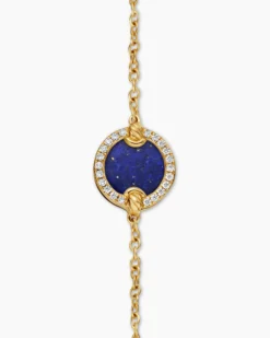 Petite DY Elements® Center Station Chain Bracelet 18K Yellow Gold with Lapis and Diamonds, 11mm