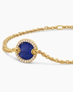 Petite DY Elements® Center Station Chain Bracelet 18K Yellow Gold with Lapis and Diamonds, 11mm