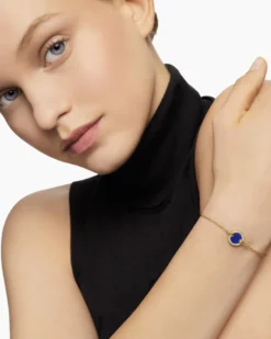 Petite DY Elements® Center Station Chain Bracelet 18K Yellow Gold with Lapis and Diamonds, 11mm