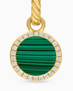 Petite DY Elements® Drop Earrings 18K Yellow Gold with Malachite and Diamonds, 22.6mm