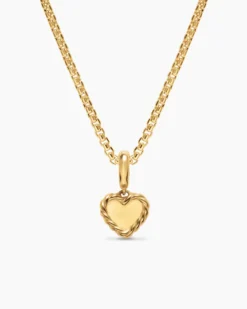 Petite DY Elements® Heart Plate Pendant 18K Yellow Gold with Diamonds, 8.2mm