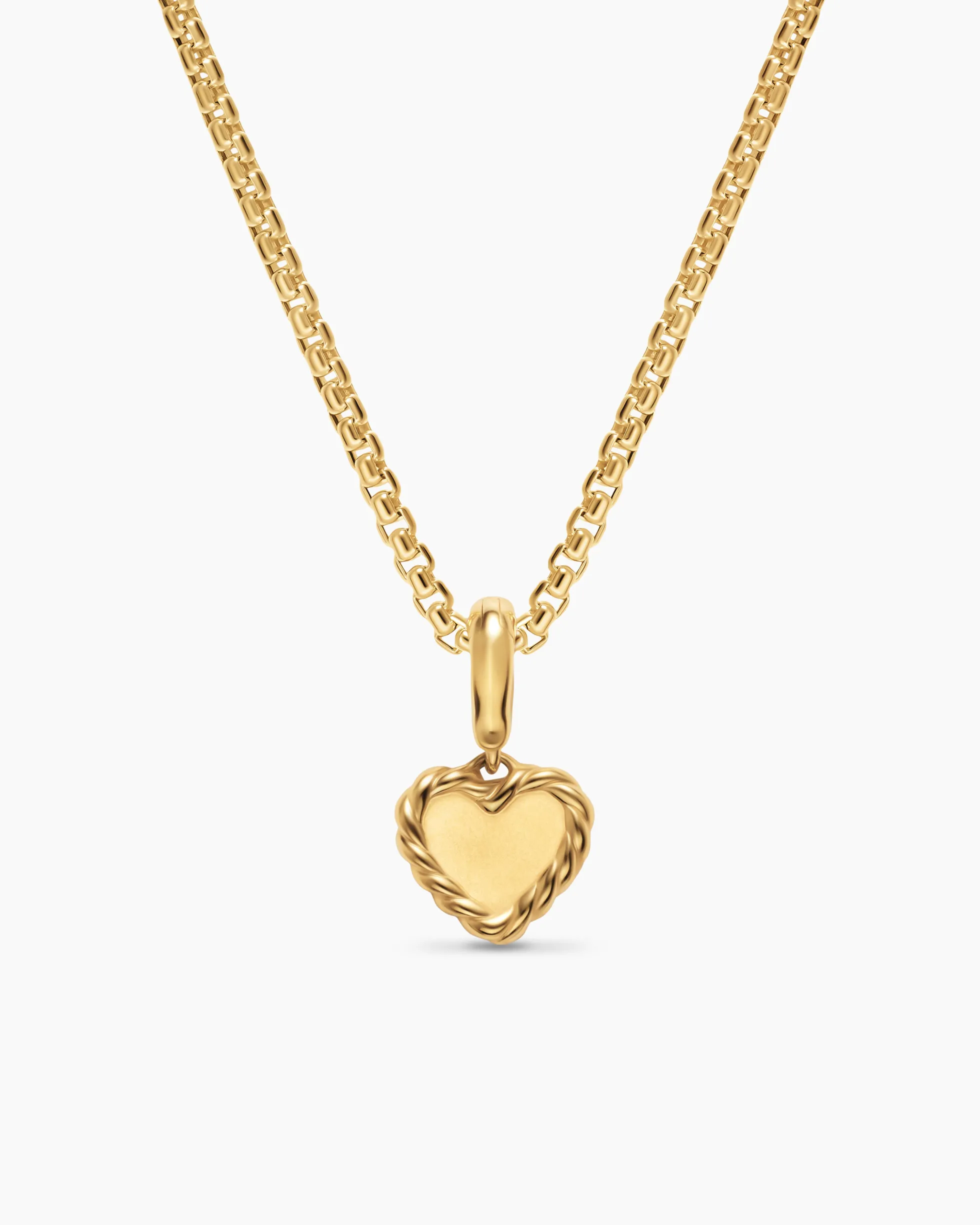 Petite DY Elements® Heart Plate Pendant 18K Yellow Gold with Diamonds, 8.2mm