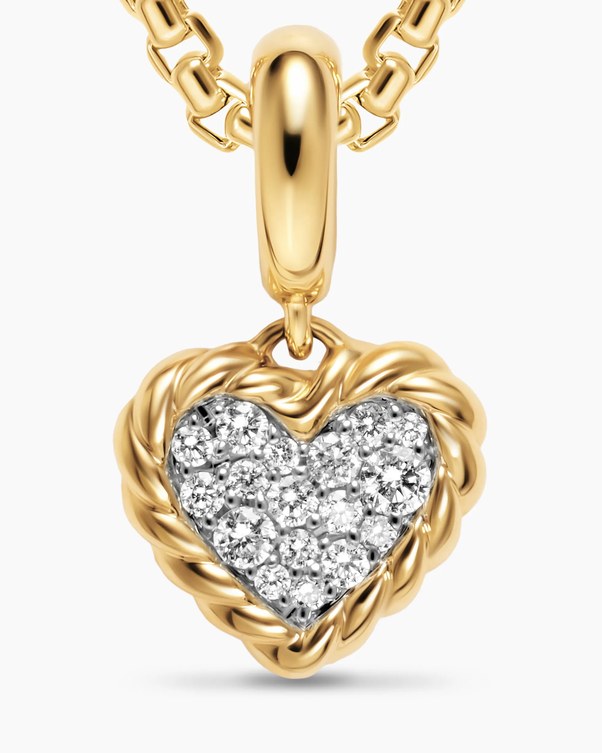 Petite DY Elements® Heart Plate Pendant 18K Yellow Gold with Diamonds, 8.2mm