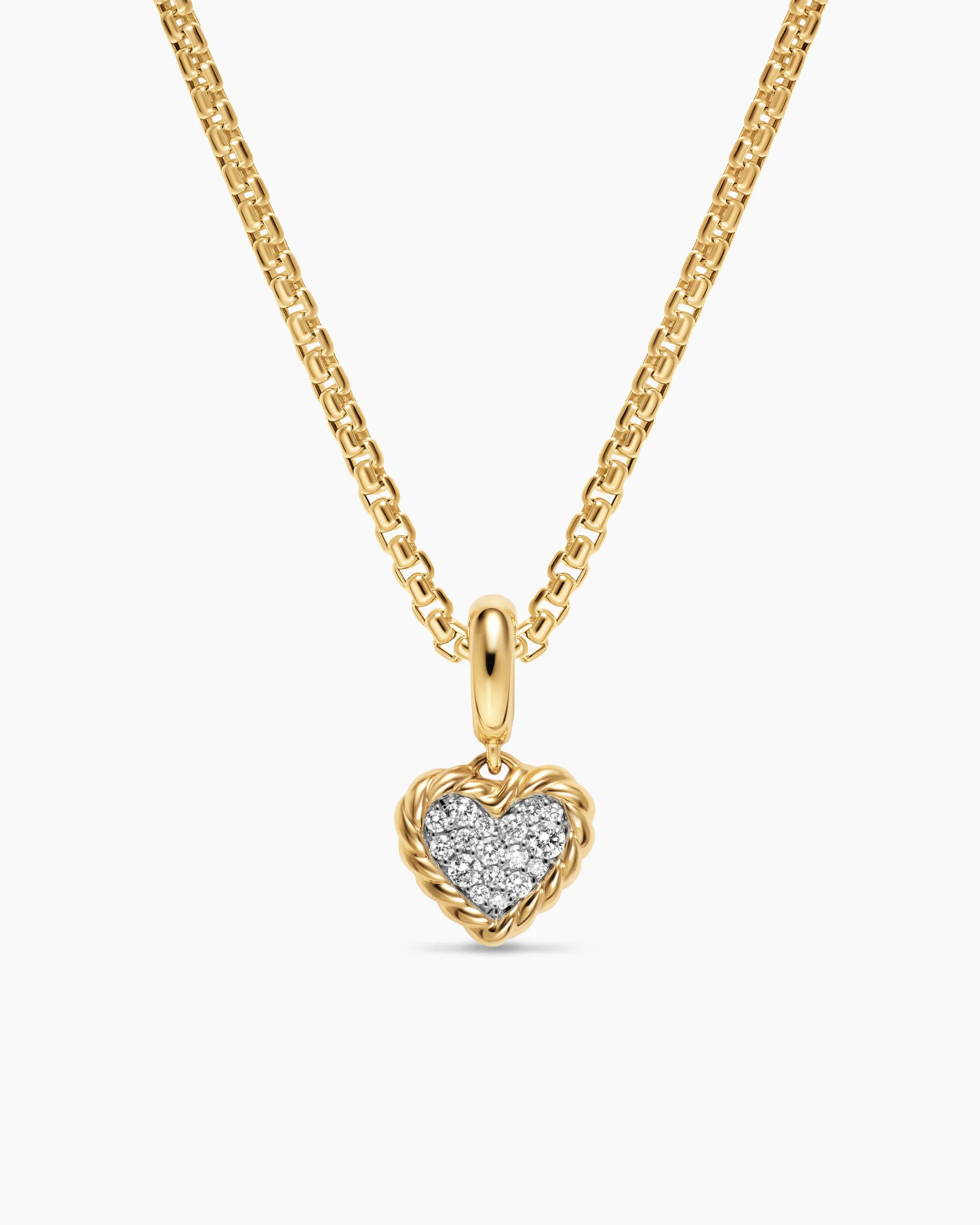 Petite DY Elements® Heart Plate Pendant 18K Yellow Gold with Diamonds, 8.2mm