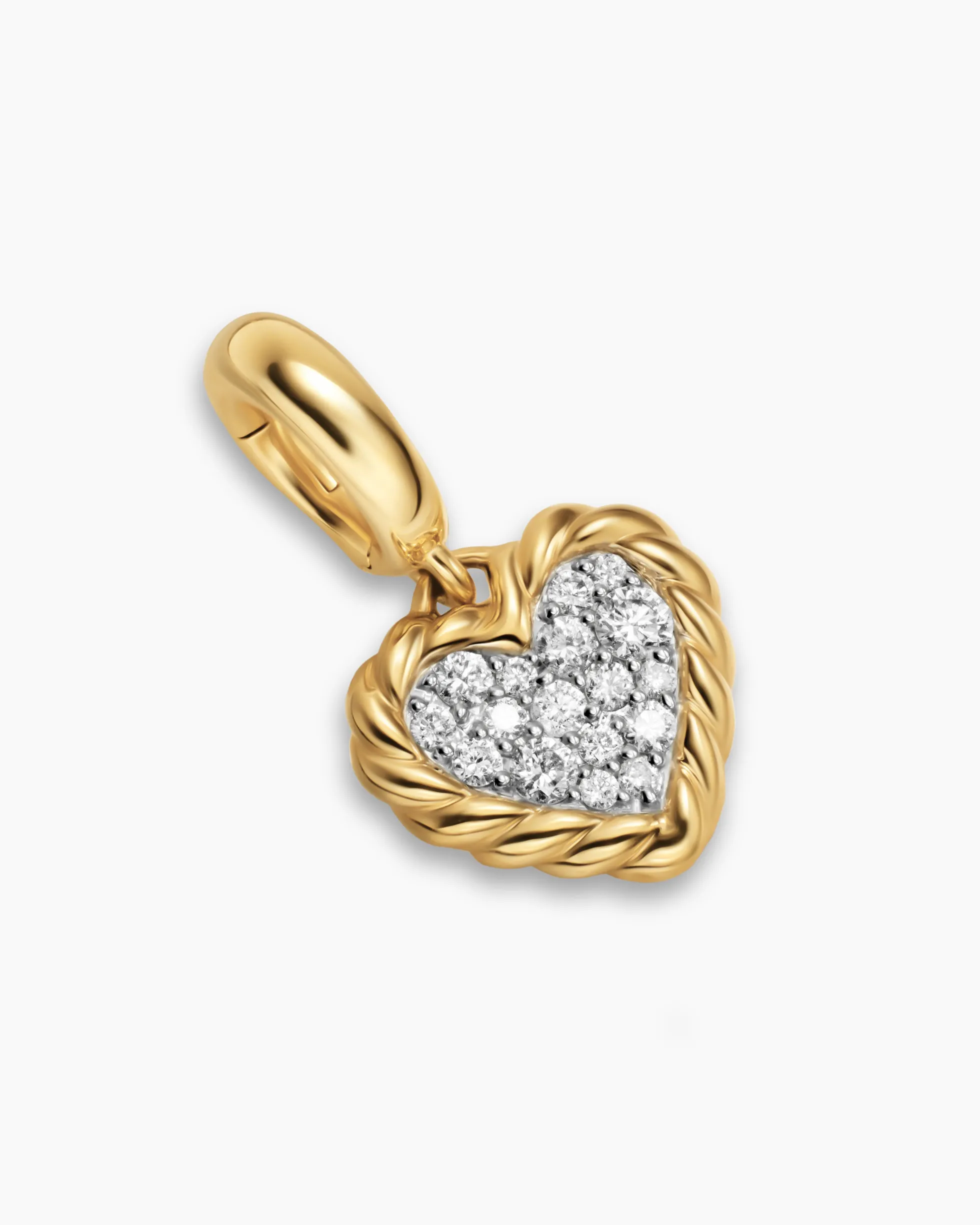 Petite DY Elements® Heart Plate Pendant 18K Yellow Gold with Diamonds, 8.2mm
