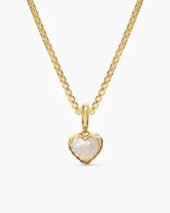 Petite DY Elements® Heart Station Pendant 18K Yellow Gold with Mother of Pearl, 8.2mm