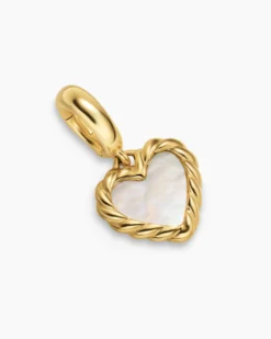 Petite DY Elements® Heart Station Pendant 18K Yellow Gold with Mother of Pearl, 8.2mm
