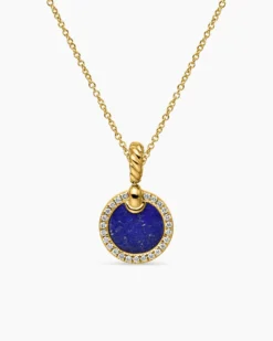 Petite DY Elements® Pendant Necklace 18K Yellow Gold with Lapis and Diamonds, 17.8mm