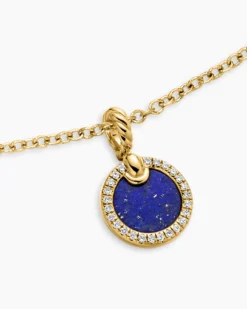 Petite DY Elements® Pendant Necklace 18K Yellow Gold with Lapis and Diamonds, 17.8mm