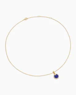 Petite DY Elements® Pendant Necklace 18K Yellow Gold with Lapis and Diamonds, 17.8mm