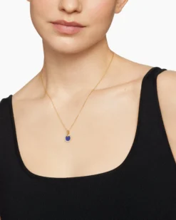 Petite DY Elements® Pendant Necklace 18K Yellow Gold with Lapis and Diamonds, 17.8mm
