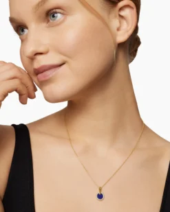 Petite DY Elements® Pendant Necklace 18K Yellow Gold with Lapis and Diamonds, 17.8mm