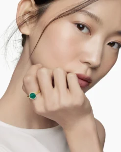 Petite DY Elements® Ring 18K Yellow Gold with Malachite and Diamonds, 11.3mm