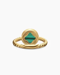 Petite DY Elements® Ring 18K Yellow Gold with Malachite and Diamonds, 11.3mm