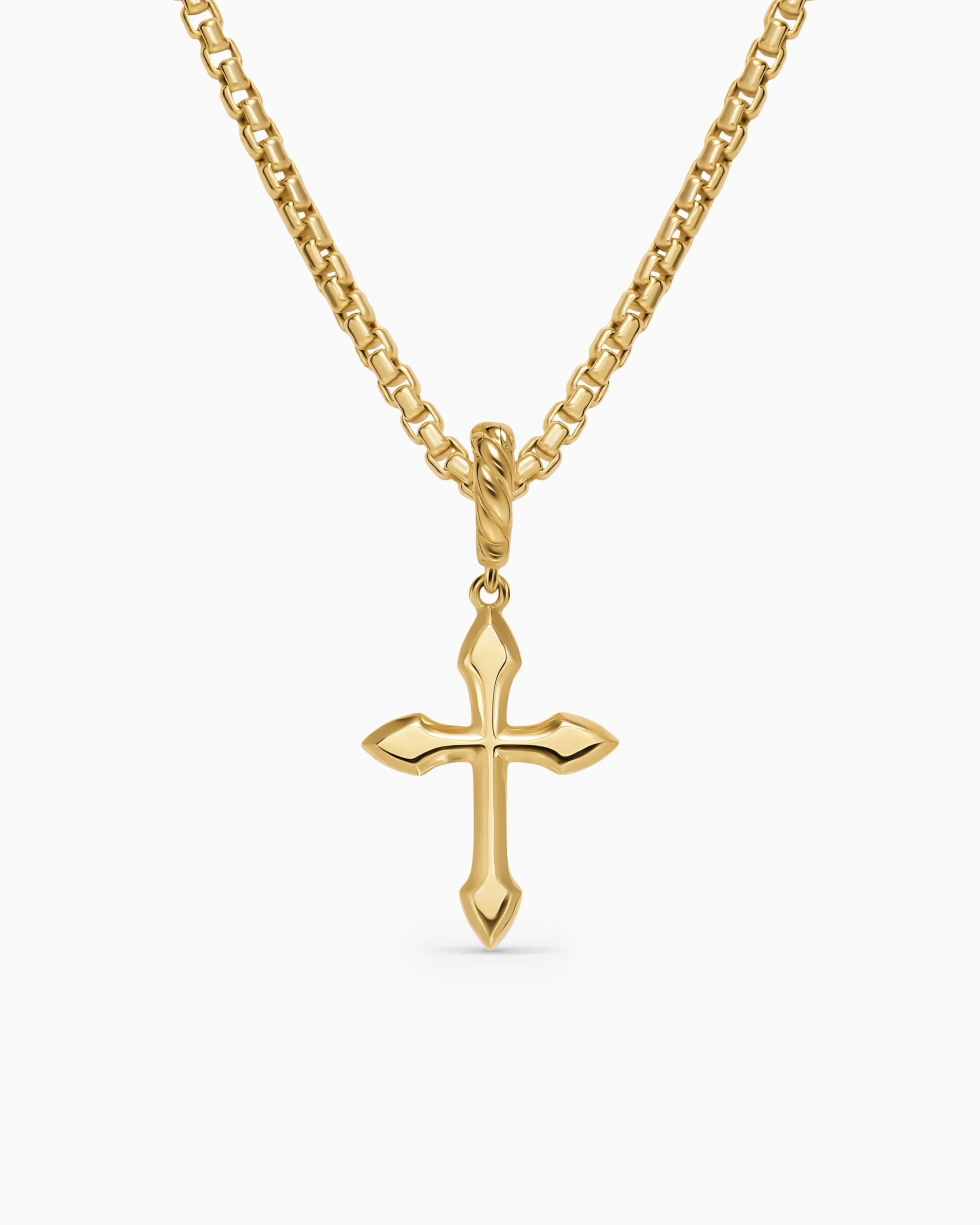 Petite Gothic Cross Amulet 18K Yellow Gold with Diamonds, 15.2mm