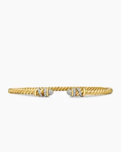 Petite Helena Cablespira® Bracelet 18K Yellow Gold with Diamonds, 3mm