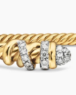 Petite Helena Cablespira® Bracelet 18K Yellow Gold with Diamonds, 3mm