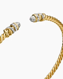 Petite Helena Cablespira® Bracelet 18K Yellow Gold with Diamonds, 3mm