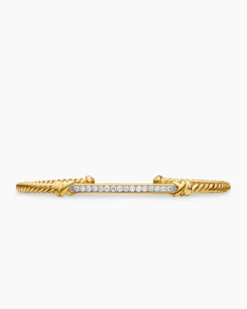 Petite Helena Cablespira® Station Bracelet 18K Yellow Gold with Diamonds, 3mm
