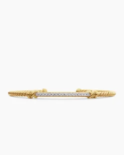 Petite Helena Cablespira® Station Bracelet 18K Yellow Gold with Diamonds, 3mm