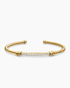 Petite Helena Cablespira® Station Bracelet 18K Yellow Gold with Diamonds, 3mm