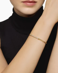 Petite Helena Cablespira® Station Bracelet 18K Yellow Gold with Diamonds, 3mm