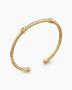 Petite Helena Cablespira® Station Bracelet 18K Yellow Gold with Diamonds, 3mm