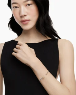 Petite Helena Classic Cable Bracelet Sterling Silver with 18K Yellow Gold, Pearls and Diamonds, 3mm