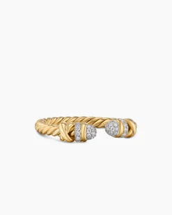 Petite Helena Open Ring 18K Yellow Gold with Diamonds, 2.5mm