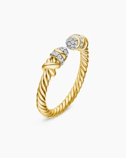 Petite Helena Open Ring 18K Yellow Gold with Diamonds, 2.5mm