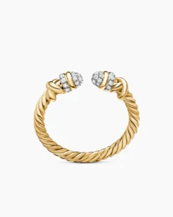 Petite Helena Open Ring 18K Yellow Gold with Diamonds, 2.5mm